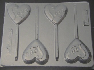 905 LOVE Heart Chocolate or Hard Candy Lollipop Mold